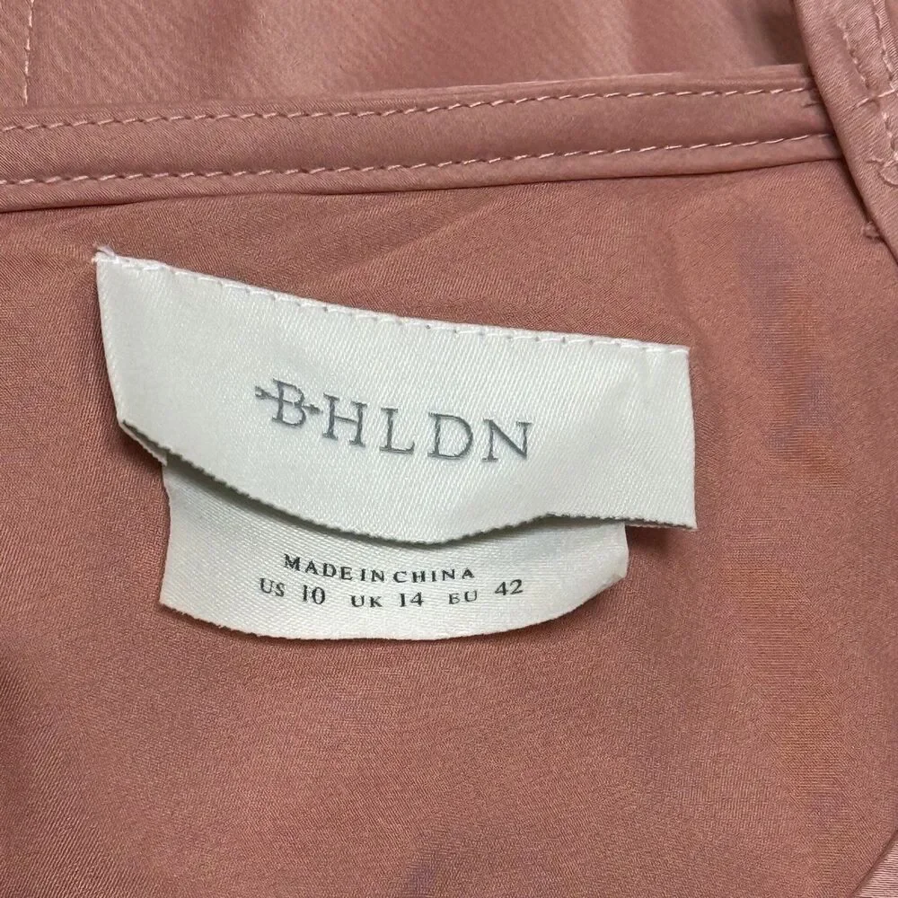 NWT BHLDN Cowl Neck Maxi Side Slit Slip Dress Dusty Rose Orange Pink 10 - Picture 5 of 12